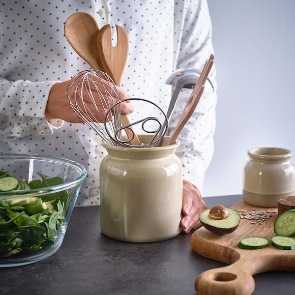 BRUGDHAJ utensil holder, beige, 15 cm