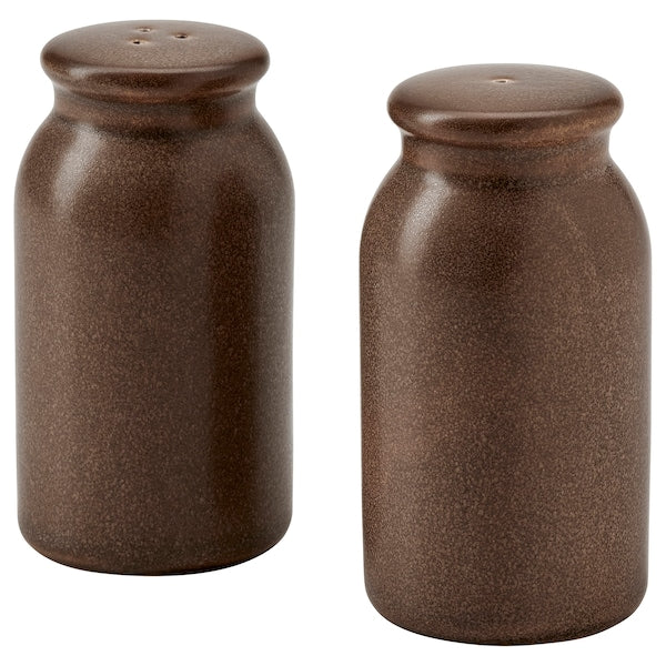 BRUGDHAJ - Salt/pepper shaker, set of 2, brown, 9 cm