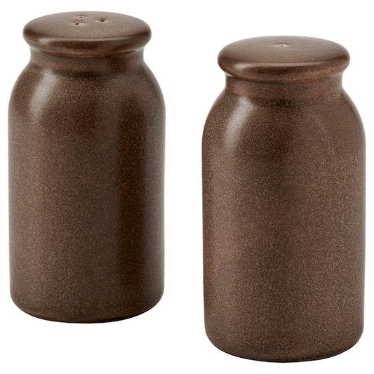 BRUGDHAJ - Salt/pepper shaker, set of 2, brown, 9 cm