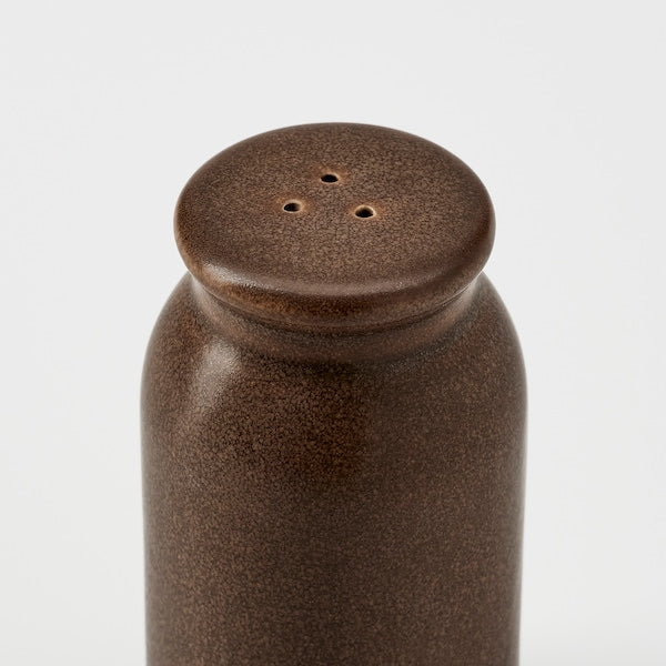 BRUGDHAJ - Salt/pepper shaker, set of 2, brown, 9 cm