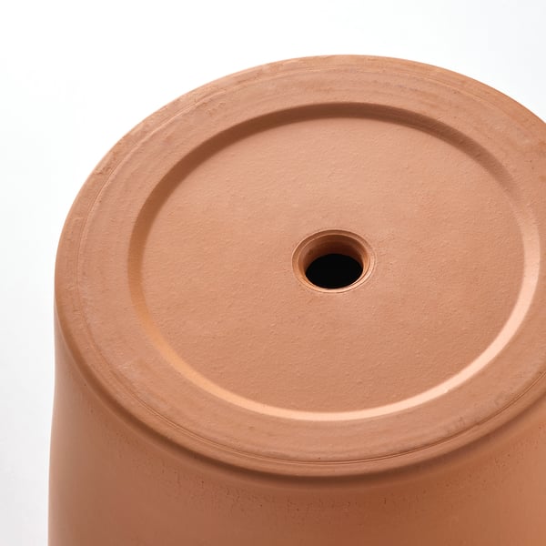 BRUNBÄR plant pot with saucer, outdoor terracotta, 15 cm