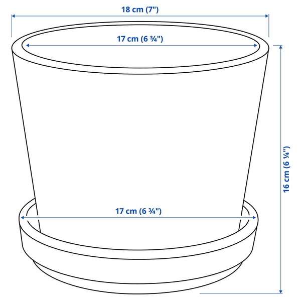 BRUNBÄR plant pot with saucer, outdoor terracotta, 15 cm
