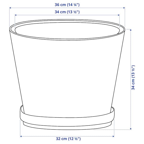 Ikea BRUNBÄR - Vase with saucer, outdoor terracotta,32 cm