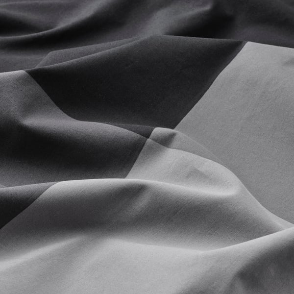 BRUNKRISSLA duvet cover and 2 pillowcases, black, 200x200/50x80 cm