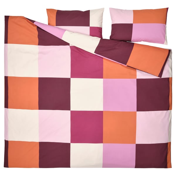 BRUNKRISSLA - BRUNKRISSLA Duvet cover and 2 pillowcases, pink, 240x220/50x80 cm