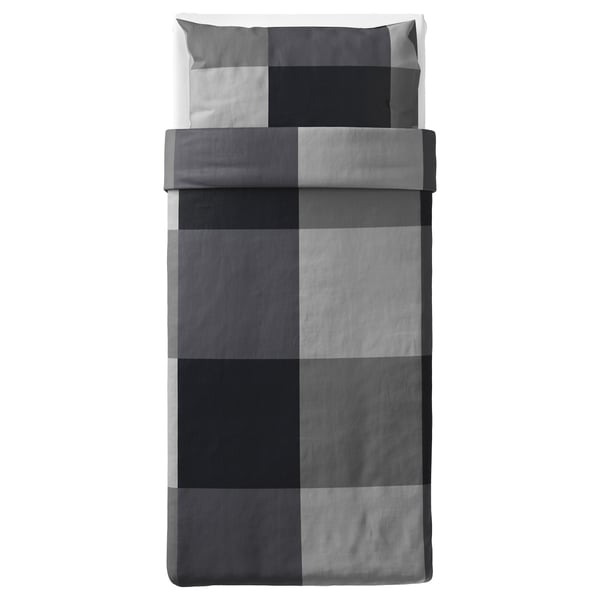 BRUNKRISSLA - BRUNKRISSLA Duvet cover and pillowcase, black, 150x200/50x80 cm