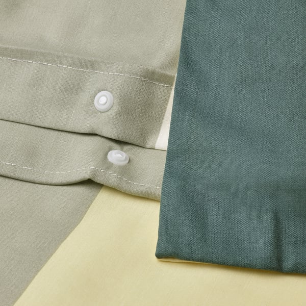 BRUNKRISSLA duvet cover and pillowcase, green/multicolour, 150x200/50x80 cm