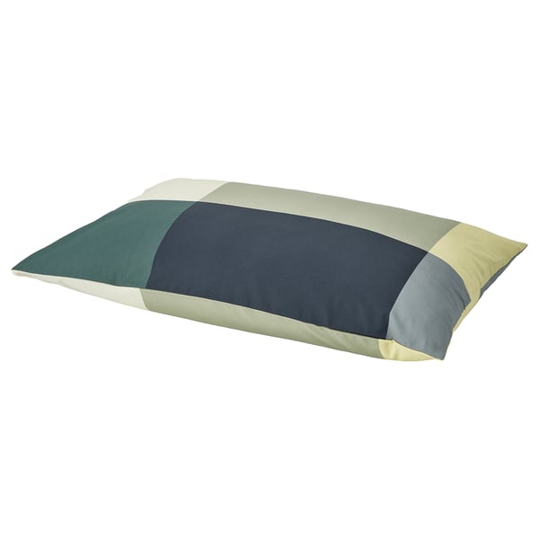 BRUNKRISSLA pillowcase, green/multicolour, 50x80 cm