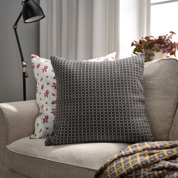 BRUNNYCKLAR cushion cover, dark green/black/dot pattern, 50x50 cm