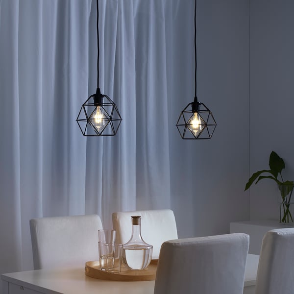 BRUNSTA / HAVSDJUP hanging lamp, black, 20 cm