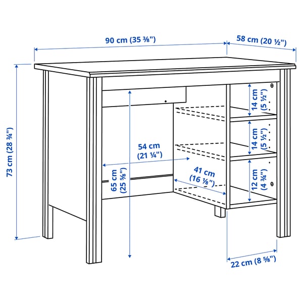 BRUSALI desk, white, 90x52 cm
