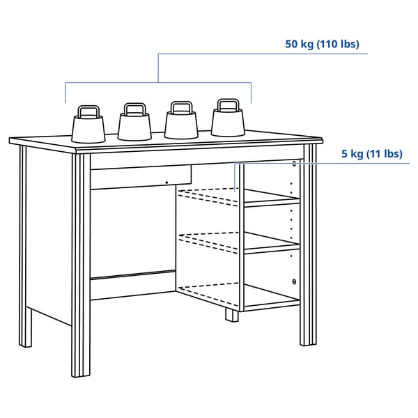 BRUSALI desk, white, 90x52 cm