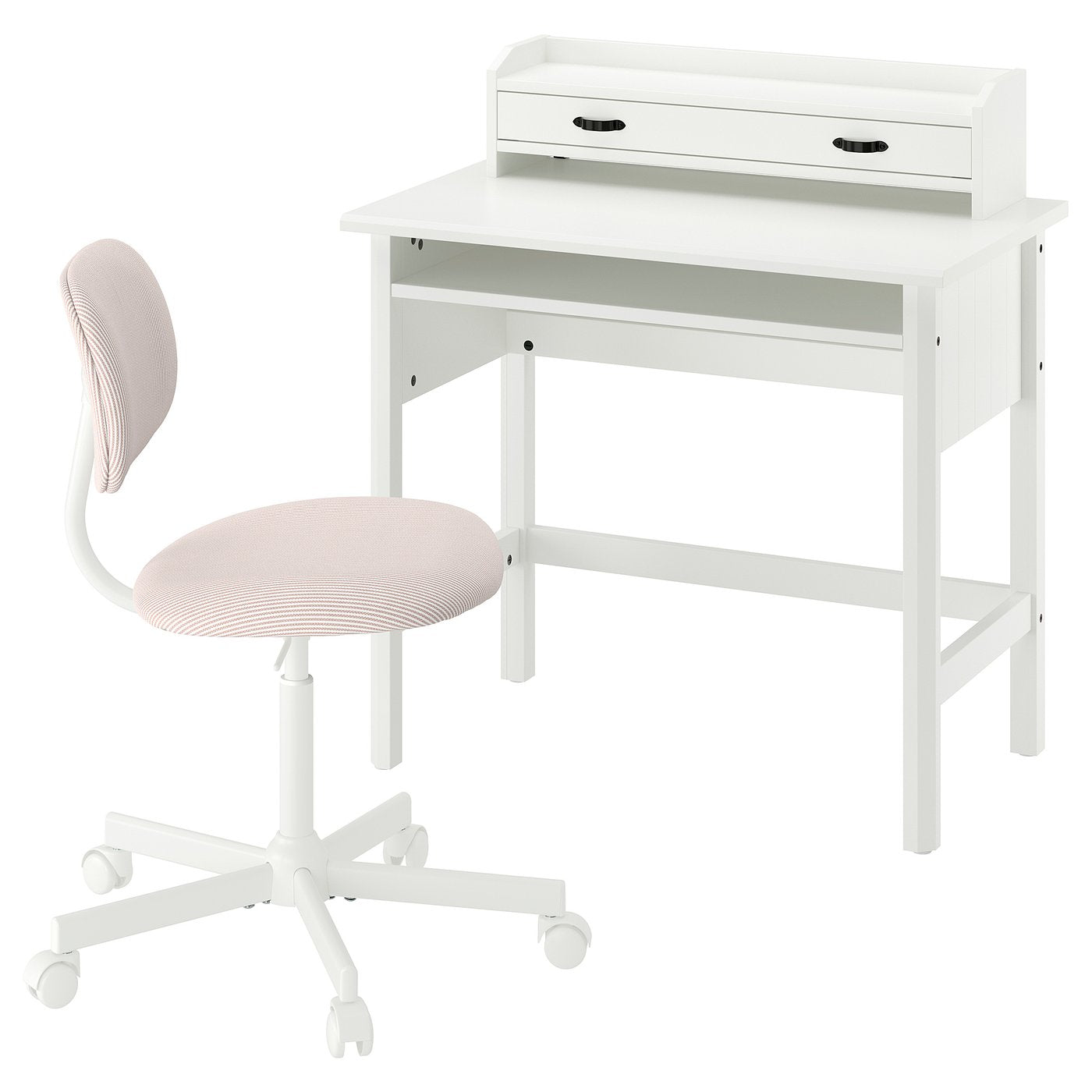 BRYTNING / BLECKBERGET desk and chair, white/orange-brown, 85x53 cm