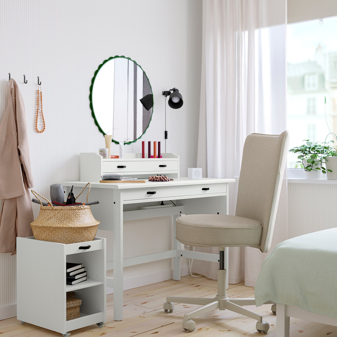 BRYTNING desk with add-on unit, white, 110x53 cm
