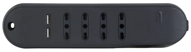 Bricocenter MULTISOCKET UPHILL CABLE 1.5M WITH SWITCH 4P 10/16A +2USB BLACK