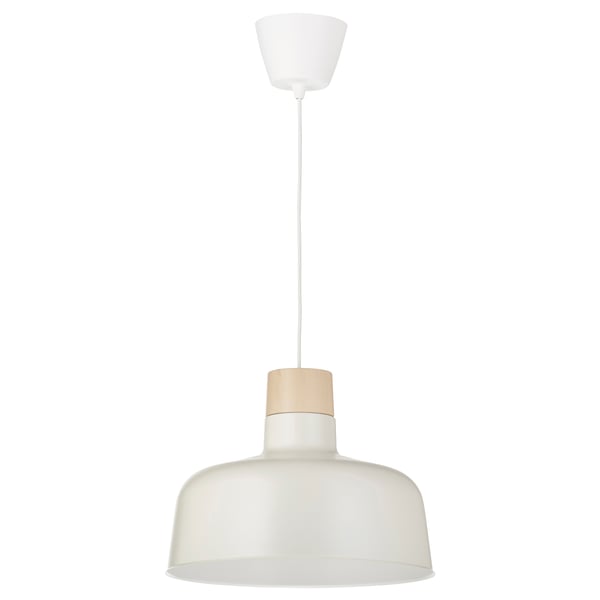 BUNKEFLO pendant lamp, white/birch, 36 cm