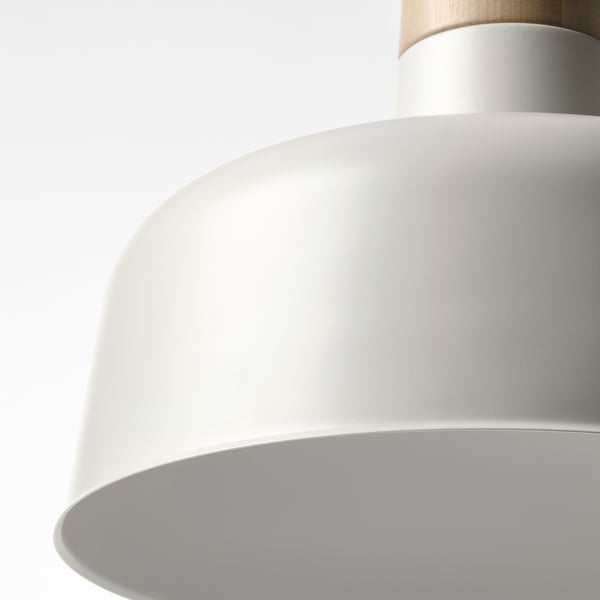 BUNKEFLO pendant lamp, white/birch, 36 cm