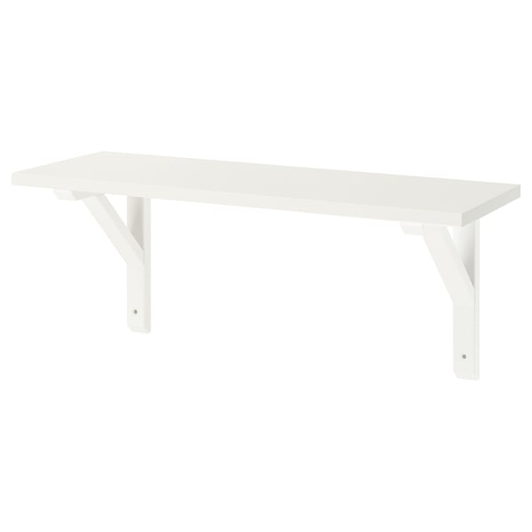 BURHULT / SANDSHULT wall shelf, white/white stained aspen, 59x20 cm