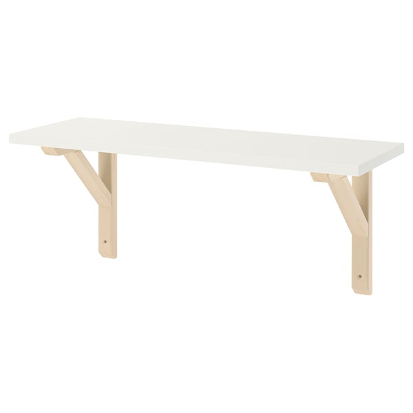 BURHULT / SANDSHULT wall shelf, white/aspen, 59x20 cm