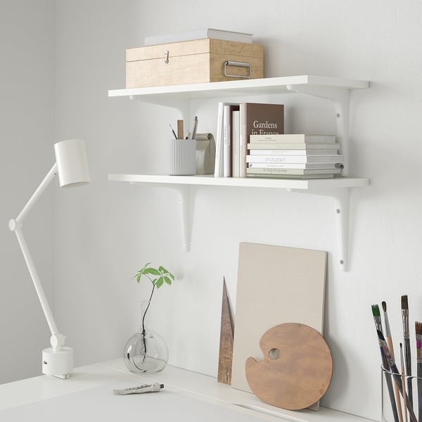 BURHULT / SIBBHULT wall shelf combination, white/white, 59x20 cm