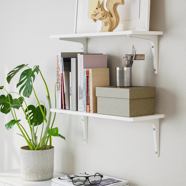 BURHULT / SIBBHULT wall shelf combination, white/white, 59x20 cm
