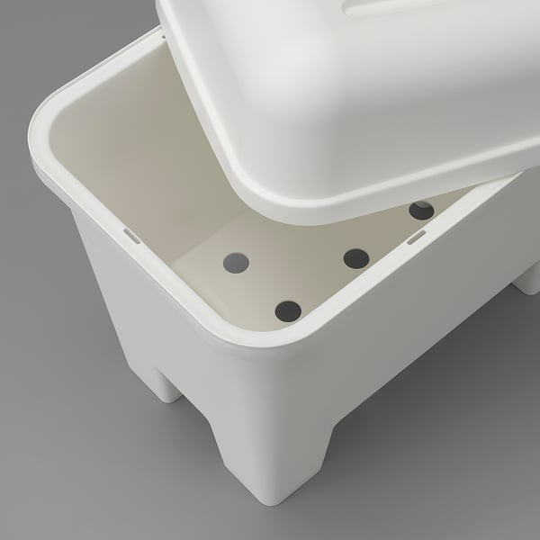 BURSJÖN - Stool with storage compartment, white