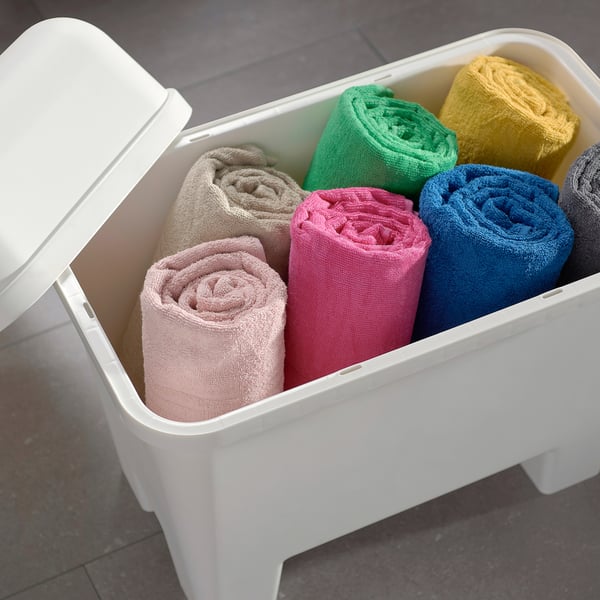 BURSJÖN - Stool with storage compartment, white