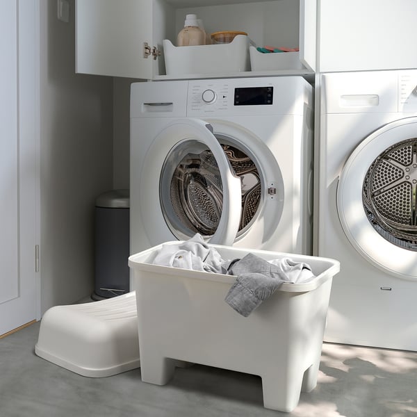 BURSJÖN stool with storage, white, 56x52x34 cm