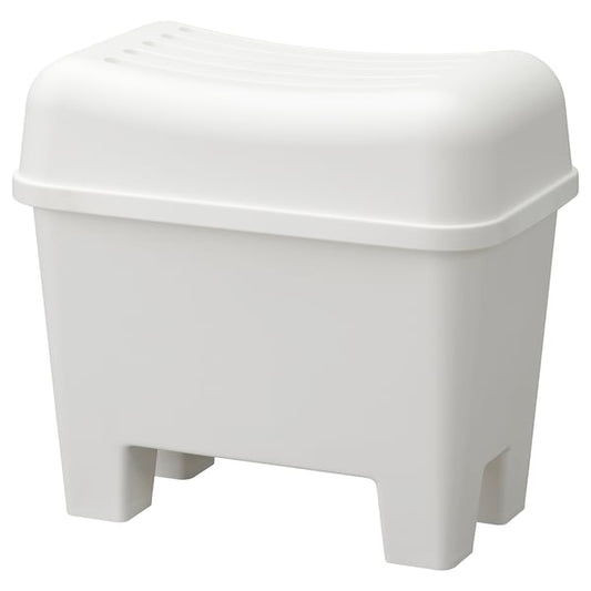 BURSJÖN - Stool with storage compartment, white