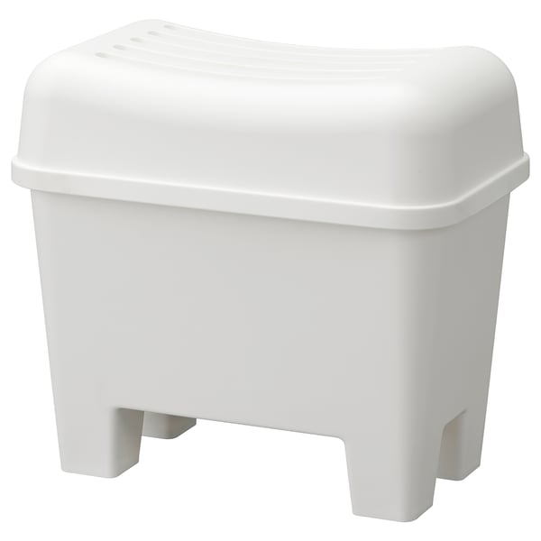 BURSJÖN stool with storage, white, 56x52x34 cm