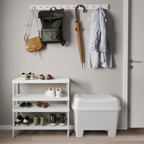 BURSJÖN - Stool with storage compartment, white