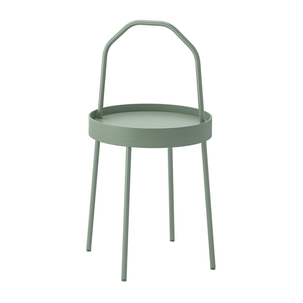 BURVIK - BURVIK Side table, light grey-green, 38 cm