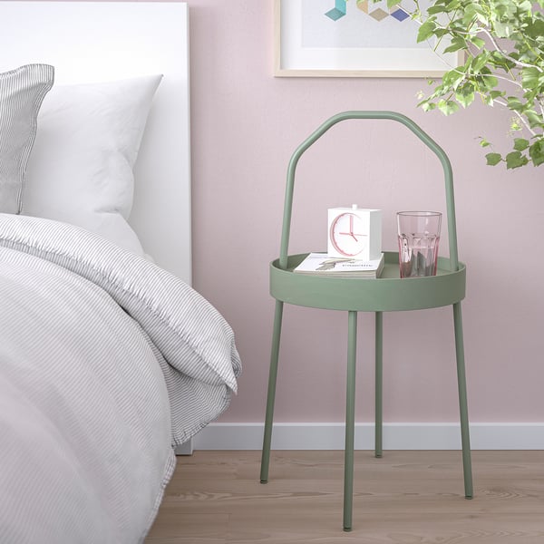 BURVIK side table, light grey-green, 38 cm