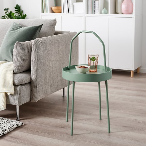 BURVIK side table, light grey-green, 38 cm