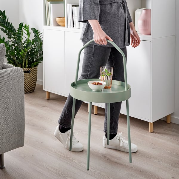 BURVIK side table, light grey-green, 38 cm