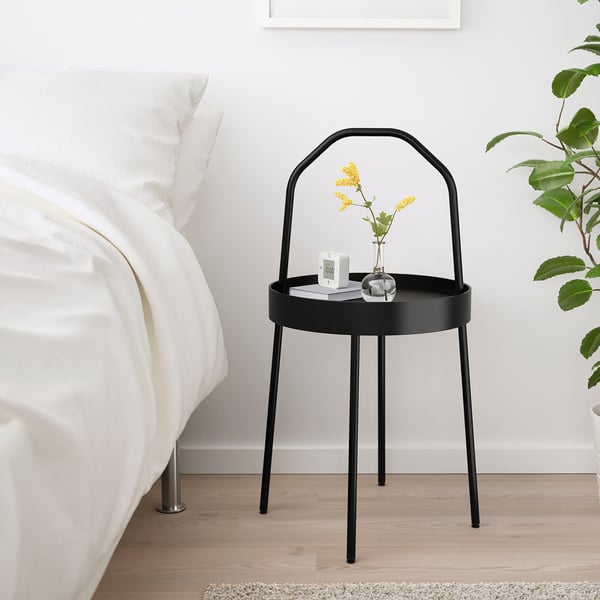 BURVIK - BURVIK Side table, black, 38 cm