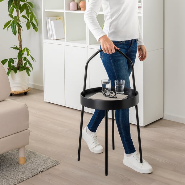 BURVIK side table, black, 38 cm