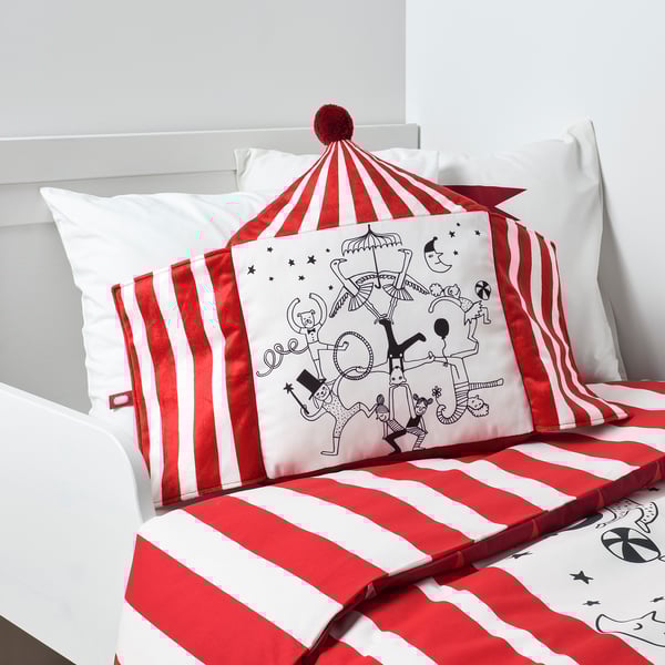 BUSENKEL cushion, circus tent shape red/white, 48x37 cm