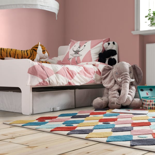 BUSENKEL rug, harlequin pattern/multicolour, 130x160 cm