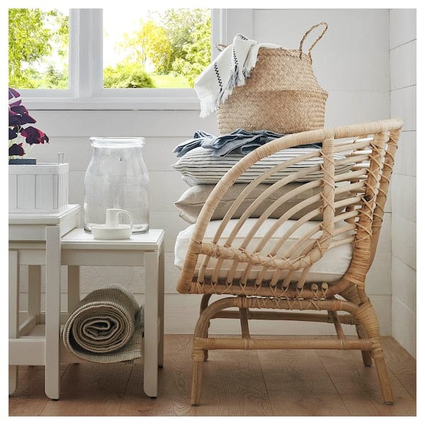 Ikea BUSKBO Armchair - rattan/Djupvik white ,
