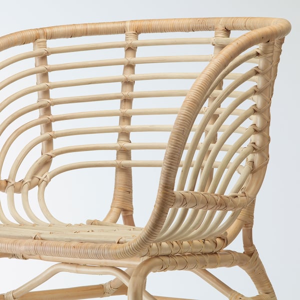BUSKBO armchair, rattan/Djupvik white, 72x75x63 cm
