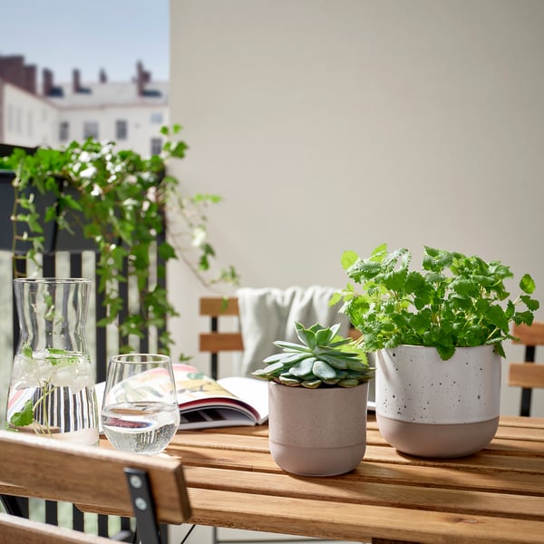 BUSKKAPRIFOL plant pot, in/outdoor/grey, 9 cm