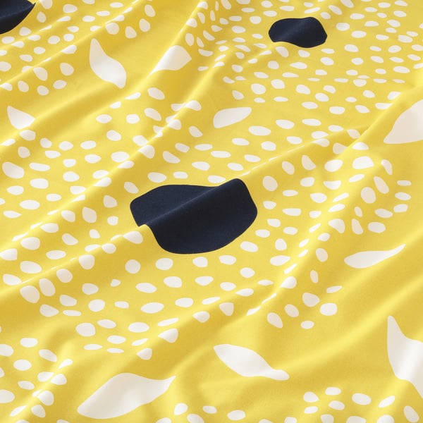 BUSKOPUNTIA pre-cut fabric, yellow black/white/dot pattern, 150x300 cm
