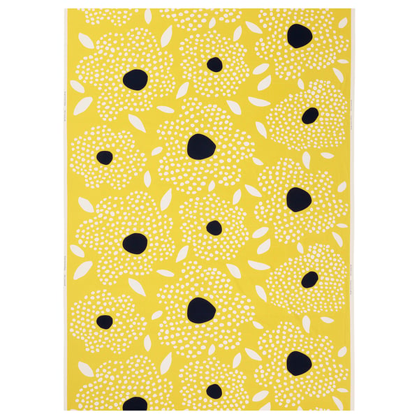 BUSKOPUNTIA pre-cut fabric, yellow black/white/dot pattern, 150x300 cm