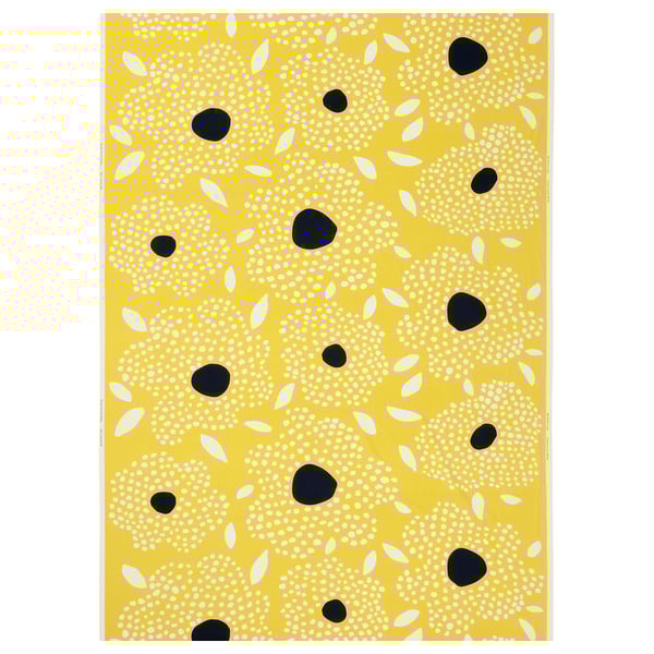 BUSKOPUNTIA pre-cut fabric, yellow black/white/dot pattern, 150x300 cm