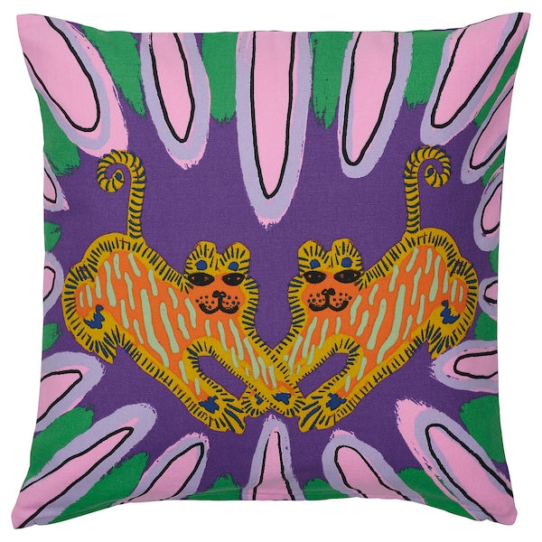 BUSKVICKER - Cushion cover, purple/green, 50x50 cm