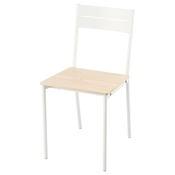 BUSLÄTT chair, white/pine, 39x79x47 cm