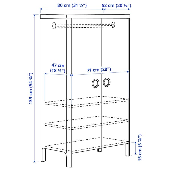 BUSUNGE - Wardrobe, white, 80x139 cm