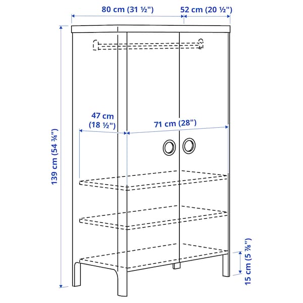 Ikea BUSUNGE - Wardrobe, white, 80x139 cm