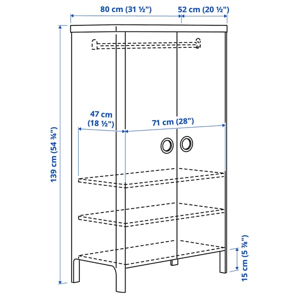BUSUNGE wardrobe, white, 80x139 cm